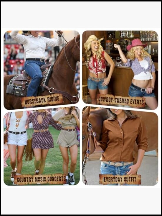 Western Suede Leather Belt Vintage Buckle Cowgirl Boho Style Jeans